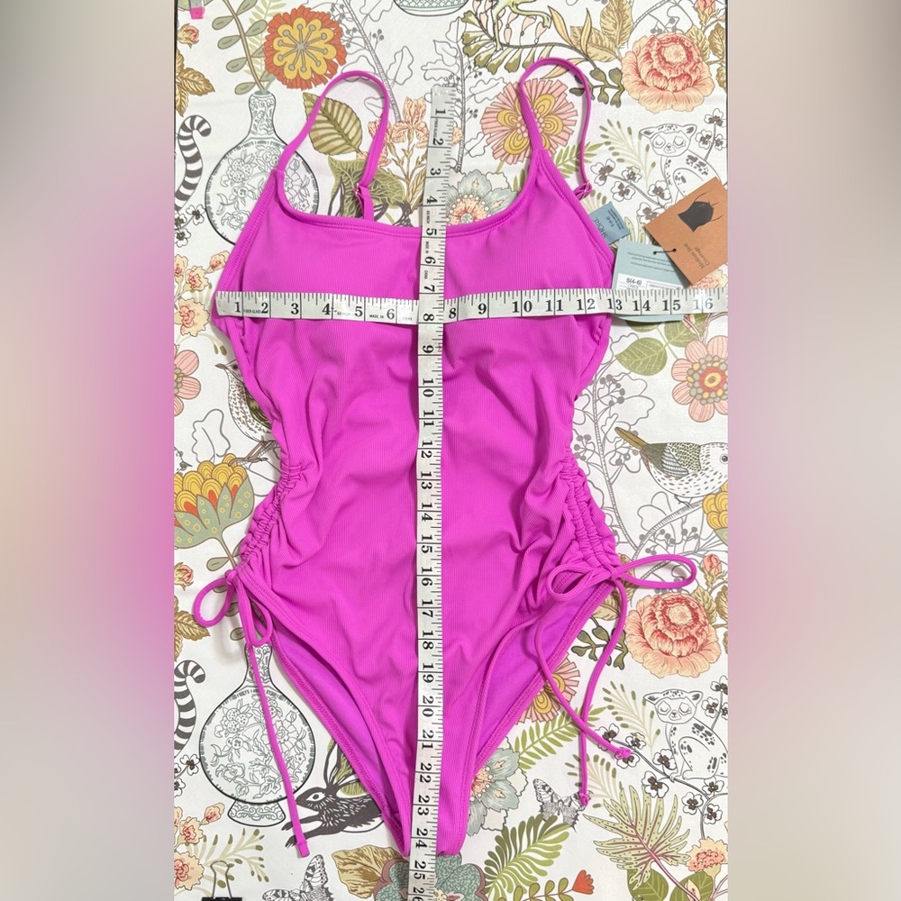 Shade & Shore Pink One-Piece Swimsuit Scoop Neck NWT - Picture 9 of 11